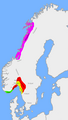 Avcı Gudrød'un y. 820 tarihinde, öldüğü sırada Norveç'te bulunan küçük krallıklar. İçlerinden en önemlileri Vestfold (kırmızı), Hålogaland (mor), Alvheim (sarı) ve Agder (yeşil).