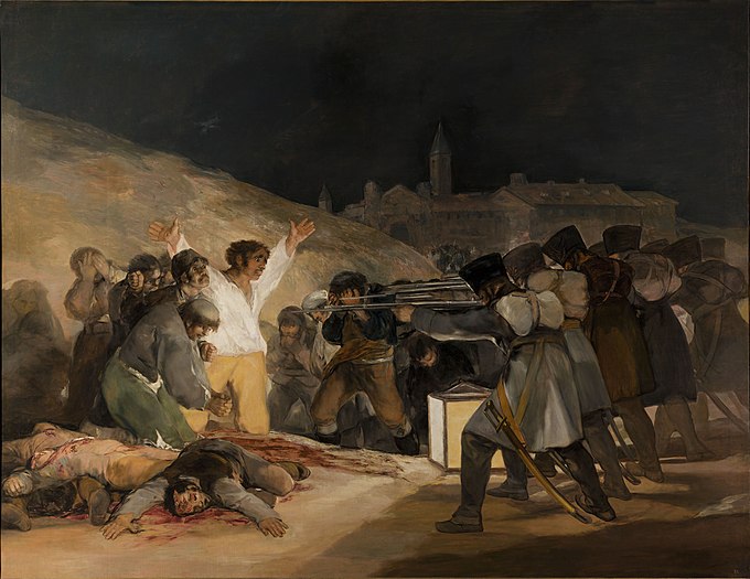 The Third of May by Francisco Goya. This event refers to an event in 1808. Painted in 1814.