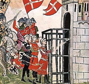 Середньовічна мініатюра зображує битву при Фоссальте (1249)
