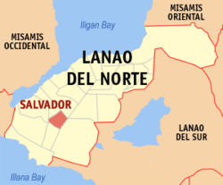 Mapa de Lanao del Norte con Salvador resaltado