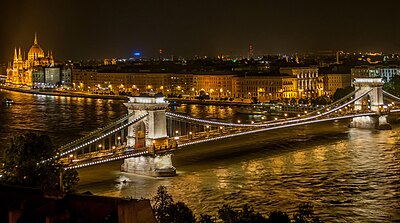Jembatan Rantai Széchenyi di Budapest, ibukota Hongaria