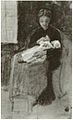 Sien zoogt de baby, aquarel, 1882, privécollectie (F1068)