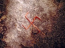 Runenstein von Snoldelev, Dänemark, 800 n. Chr., Detailansicht Swastika