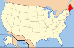 Kort over USA med Maine markeret