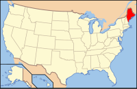Bản đồ Hoa Kỳ có ghi chú đậm tiểu bang Maine