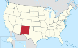 Штат Нью-Мэксыка на мапе ЗША