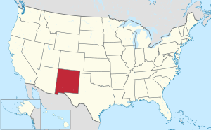 Map of the United States with نيو ميڪسيڪو (New Mexico) highlighted