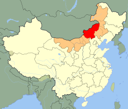 Xilingol (punaisella) Sisä-Mongoliassa (oranssilla).