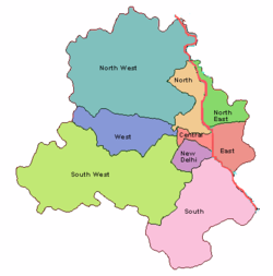 Location of North East Delhi in the map of Delhi