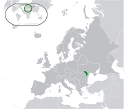 Mapa da Moldávia na Europa