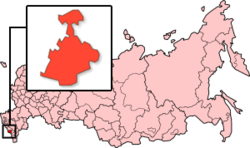 جایگاه جمهوری اوستیای شمالی-آلانیا بر روی نقشه فدراسیون روسیه
