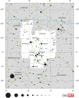 Современные границы участка созвездия Ориона