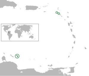 ნიდერლანდების სპეციალური ადმინისტრაციული ერთეულების მდებარეობა კარიბის ზღვის აუზში