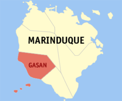 Mapa de Marinduque con Gasan resaltado