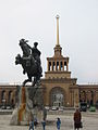 The statue of David of Sasun stands in front of the Yerevan Metro.
