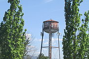The old historic water tower in Troutdale, Oregon.