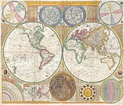 "Peta Umum Dunia atau Dunia Terraqueous Globe" tahun 1794 karya Samuel Dunn menunjukkan sebuah "Samudra Selatan" (namun berarti apa yang sekarang disebut Atlantik Selatan) dan Samudera Es Selatan.
