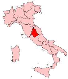 Poziția regiunii Regione Umbria