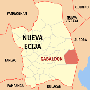 Mapa han Nueva Ecija nga nagpapakita kon hain an Gabaldon