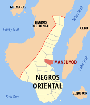 Mapa sa Negros Oriental nga nagapakita kon asa ang Manjuyod