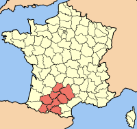 Položaj regije Pireneji-Jug u Francuskoj