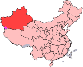Xinjiang is highlighted on this map