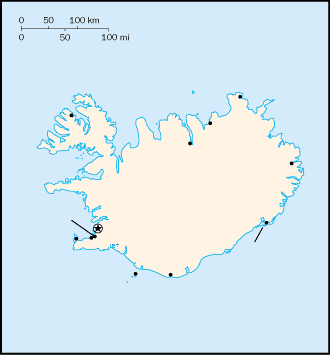 Izland elhelyezkedése
