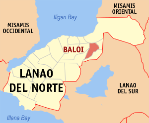 Mapa sa Lanao del Norte nga nagpakita sa nahimutangan sa Baloi.