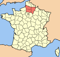 Mapa sa Pransiya nga nagapakita sa Rehiyon sa Picardie