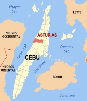 Mapa sa Sugbo nga nagapakita kon asa nahamutangan ang Asturias