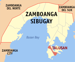 Mapa sa Zamboanga Sibugay nga nagapakita kon asa nahimutangan ang Talusan