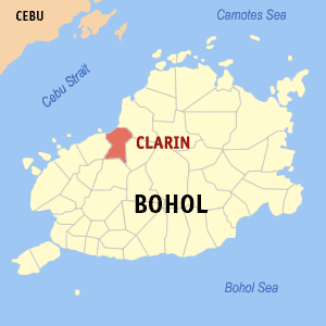Mapa sa Bohol nga nagapakita kon asa nahamutangan ang Clarin