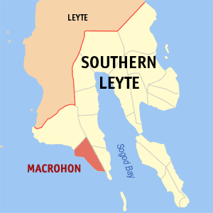 Mapa sa Habagatang Leyte nga nagpakita kon asa nahimutang ang Macrohon