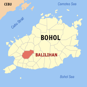 Mapa sa Bohol nga nagapakita kon asa nahimutangan ang Balilihan