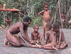 Residents of Vanuatu making fire