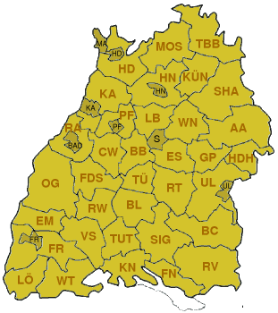 巴登-符腾堡州、市图