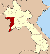 Map of Laos highlighting ខ្វែងជ័យបូរី Province}