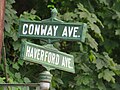 Arwyddion 'Conway Ave' a 'Haverford Ave'
