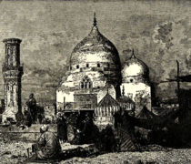 لوحة للرسام النمساوي ليوبولد مولر عام 1878 تظهر أطلال المسجد قبل تجديده في أواخر القرن التاسع عشر.