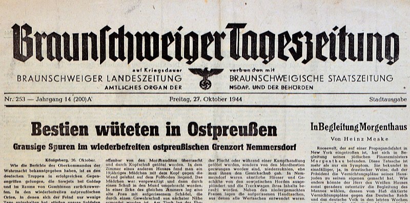 Datei:Nemmersdorf Braunschweiger Tageszeitung 27 Oktober 1944.JPG
