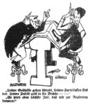 Nationale Opposition total bankrott, Karikatur mit Hugenberg und Goebbels, 1931