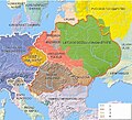 Das Königreich Polen im 15. Jahrhundert unter der Herrschaft der Jagiellonen, die auch das Großfürstentum Litauen, sowie die Königreiche Böhmen, Kroatien und Ungarn beherrschten.