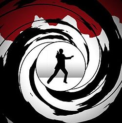 James Bond aseenpiippukohtauksessa. Kohtaus videopelistä GoldenEye 007 (Wii, 2010).