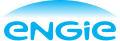Logo d'Engie depuis le 24 avril 2015 : nom en typographie bleu cyan accompagné d'un soleil levant[26].