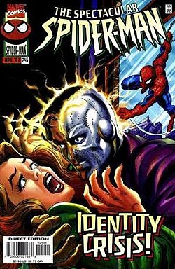 זיקית, כפי שהוא מופיע על עטיפת החוברת The Spectacular Spider-Man #245 מאפריל 1997, אמנות מאת ג'ון רומיטה האב.
