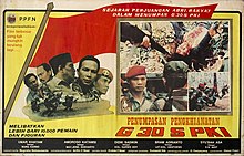 Poster rilis, menampilkan lima tokoh utama, montase adegan, dan judul "Penumpasan Pengkhianatan G 30 S PKI"