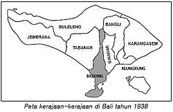 Wilayah Kerajaan Badung pada tahun 1938 yang sekarang menjadi Kabupaten Badung dan Kota Denpasar di Provinsi Bali[1]