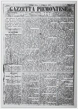 Primo numero della «Gazzetta Piemontese», uscito a Torino il 9 febbraio 1867.