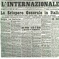 "L'Internazionale", periodico di propaganda e di azione sindacale della Camera del Lavoro di Parma, del 20 giugno 1914