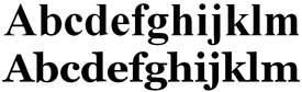The Times New Roman typeface, on top at 88.5 point, compared with Georgia at 75 point